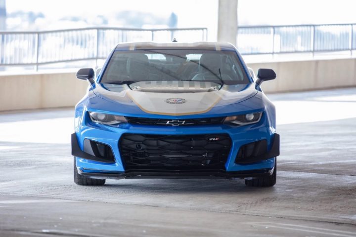 The front end of a 2024 Chevy Camaro ZL1 Garage 56 Edition.