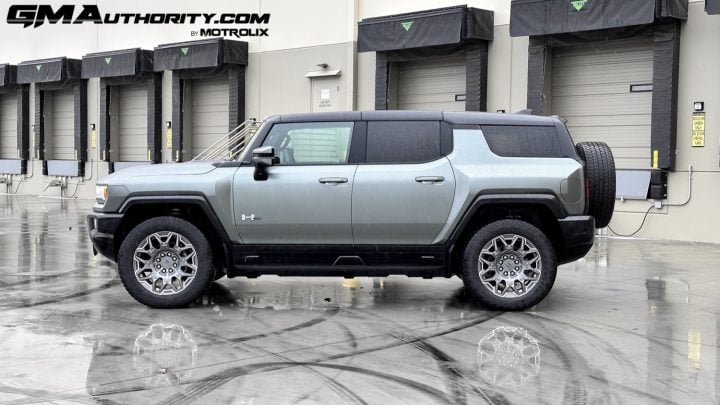 Side view of the GMC Hummer EV SUV. 