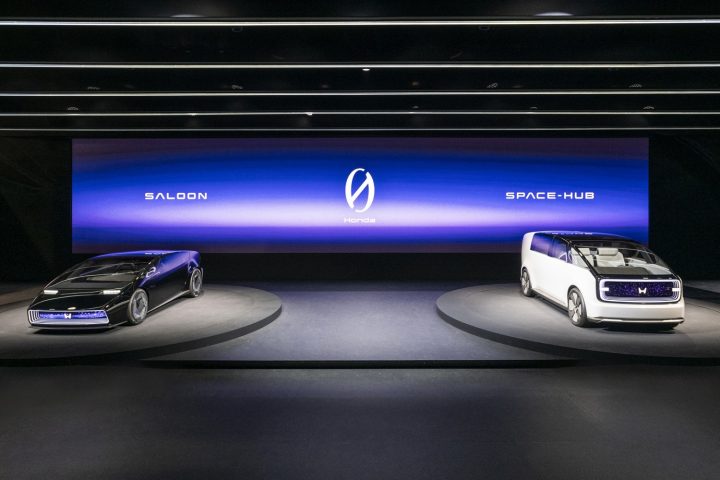 Photo of the two Honda 0 Series concept EVs.