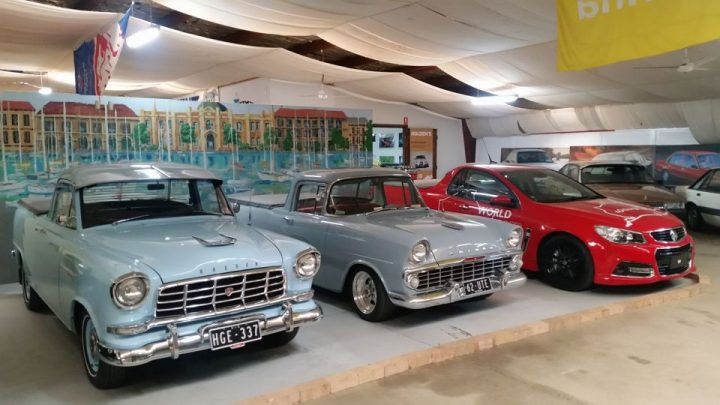 Vehicles on display at the National Holden Motor Museum.