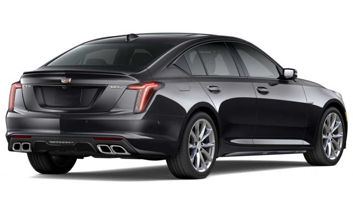 Rear three quarters view of the 2024 Cadillac CT5-V. 