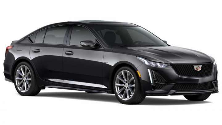 Side front three quarters view of the 2024 Cadillac CT5-V. 