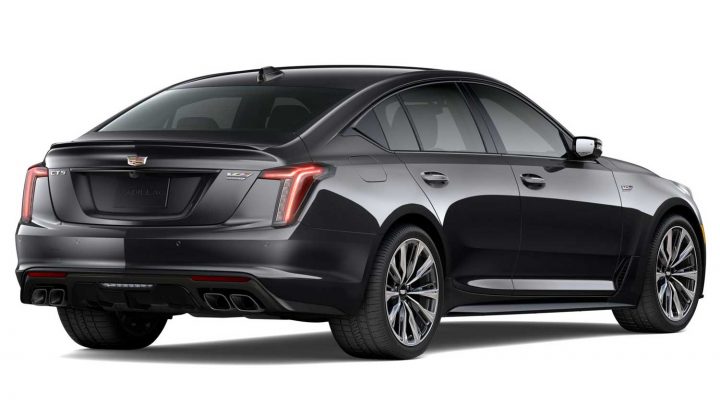 Rear three quarters view of the 2024 Cadillac CT5-V Blackwing.