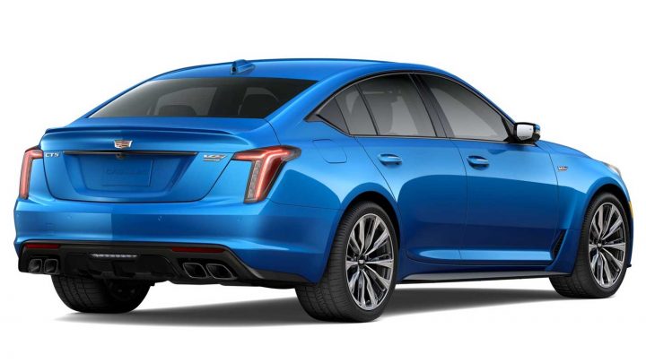 Rear three quarters view of the 2024 Cadillac CT5=V Blackwing.