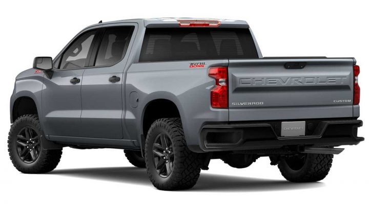 Rear three quarters view of the 2024 Chevy Silverado 1500.