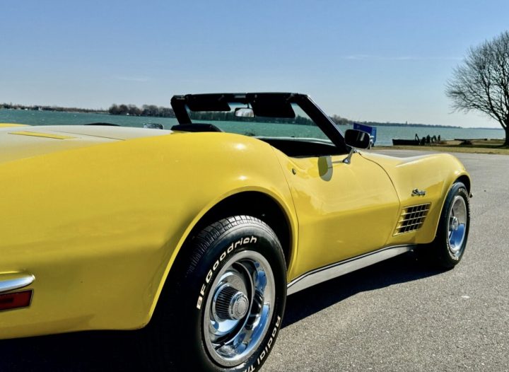 Rear-three-quarter view of 1971 Chevy Corvette Convertible.