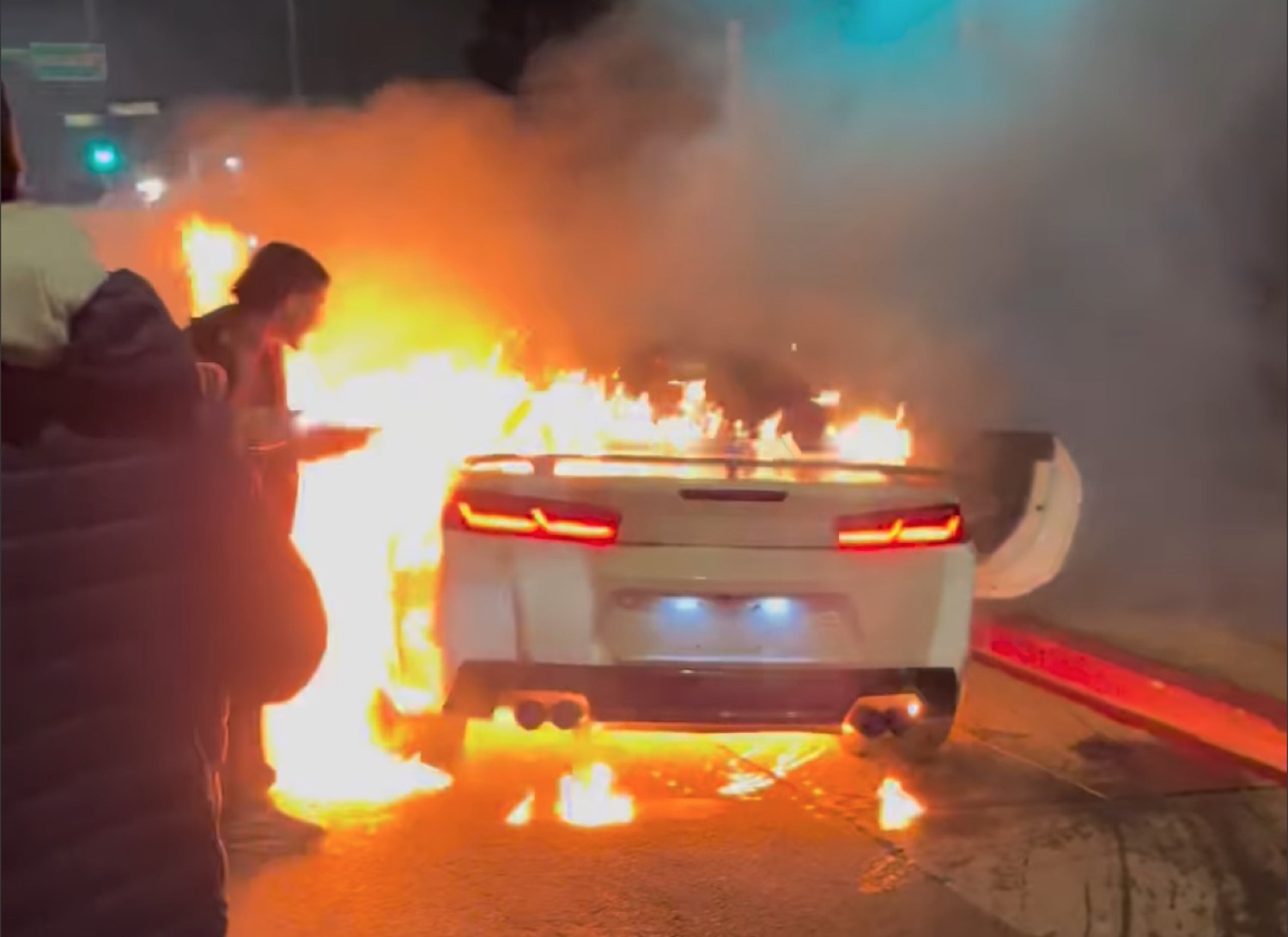 Chevy Camaro Set On Fire During Car Meet Sideshow: Video