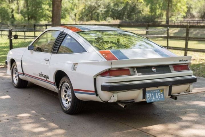 Rear three quarters view of the 1977 Chevy Monza Mirage.