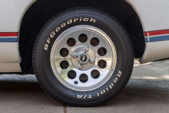 Wheel detail view of the 1977 Chevy Monza Mirage.
