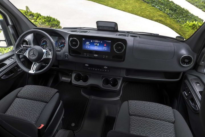 Cockpit view of the 2025 Mercedes-Benz eSprinter.