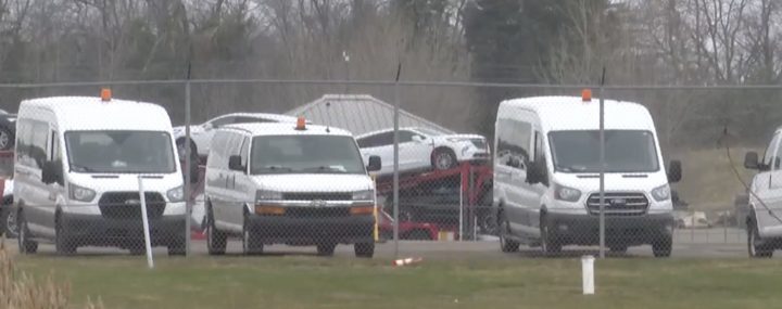 A shipping lot in Michigan where a Chevy Camaro was stolen.