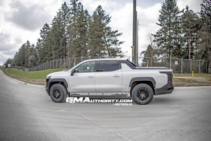 Side view of the Chevy Silverado EV Trail Boss prototype.