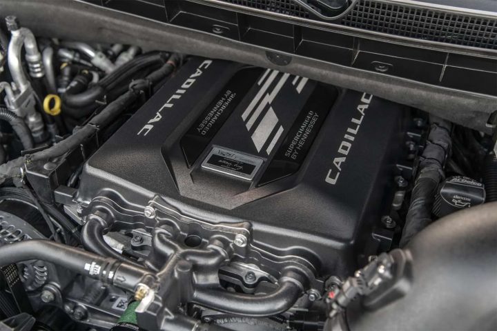 The supercharged engine in the 2024 Cadillac Escalade-V H850.