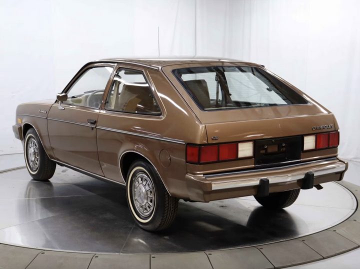 Rear-three-quarter view of 1985 Chevy Chevette.