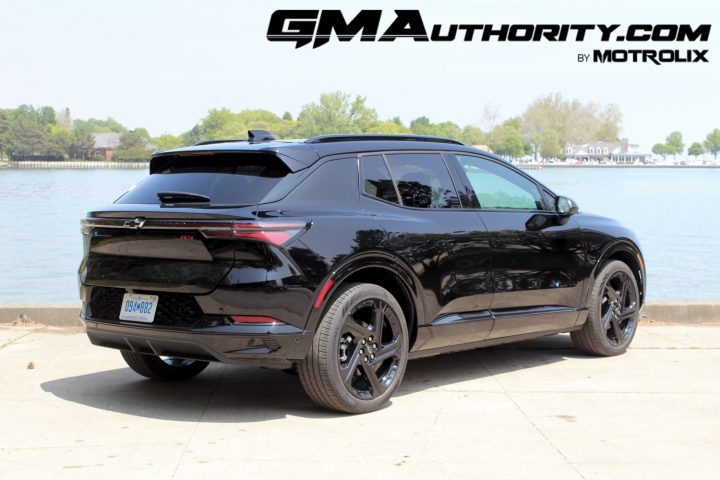 Rear three quarters view of the 2024 Chevy Equinox EV.