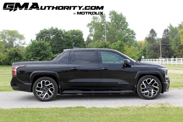 The side profile of the Chevy Silverado EV.