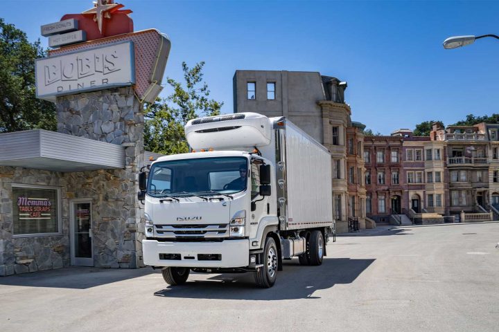 Front view of the Isuzu F-Series FVR truck. 