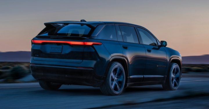 Rear three quarters view of the 2024 Jeep Wagoneer S Launch Edition.