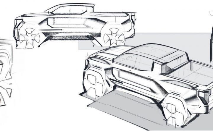 GM Design sketches for the all-electric GMC Sierra EV Denali.