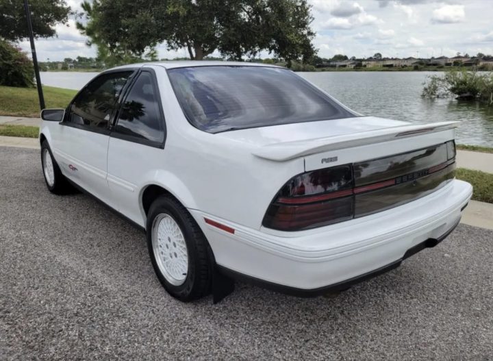 Rear-three-quarter view of 1992 Chevy Beretta GT.