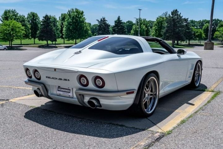 Rear three quarters view of the 2007 Rossi SixtySix Corvette.