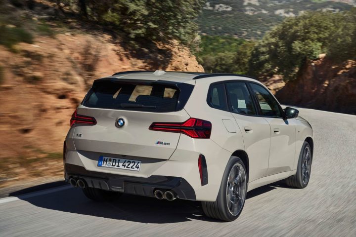 Rear three quarters view of the 2025 BMW X3. 