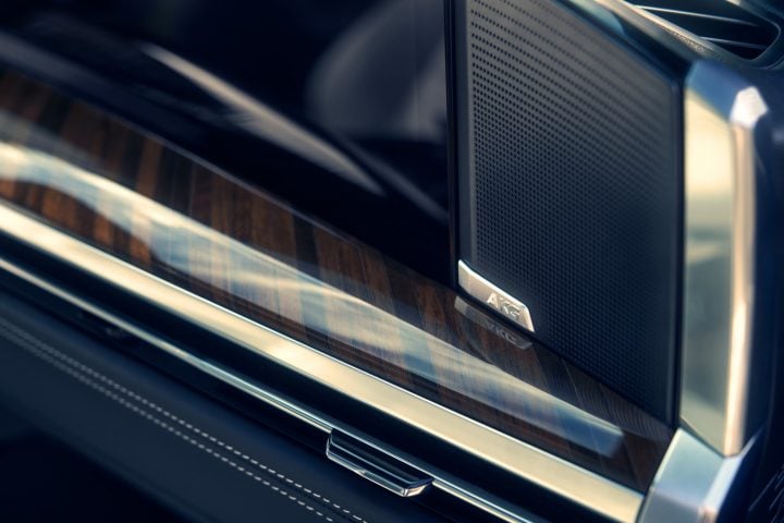 AKG speaker grille in a Cadillac Escalade.