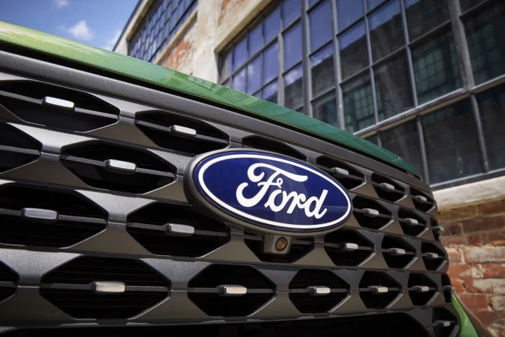 A Ford logo. Ford will offer a new Ranger Super Duty model in 2026.