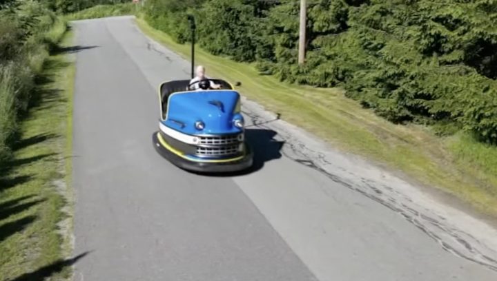 A street-legal bumper car made from parts of a Chevy Aveo.