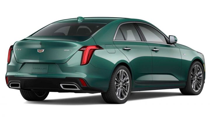 Rear three quarters view of the 2025 Cadillac CT4.