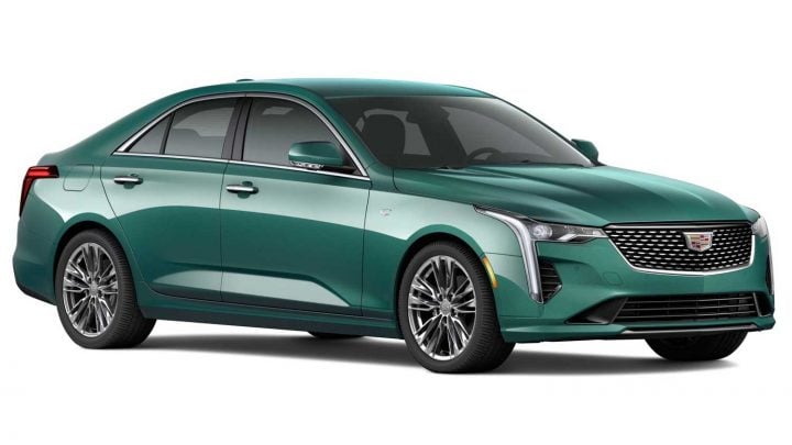 Front three quarters view of the 2025 Cadillac CT4.