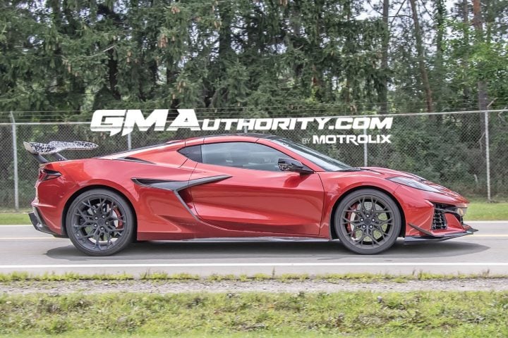 A side profile view of the 2025 C8 Corvette ZR1 Coupe in August 2024.