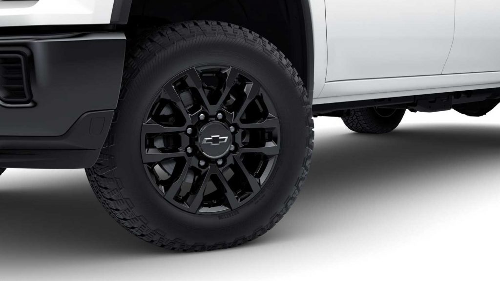 Here Are All The 2025 Chevy Silverado HD Wheels 2025 Chevrolet Silverado 2500 HD 20 Inch High Gloss Black Painted Wheel With Black Center Cap SRI 1024x576 