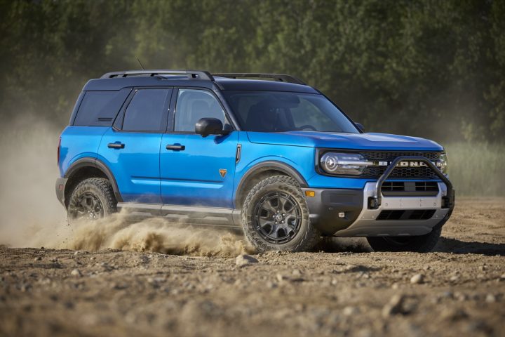 Side front three quarters view of the Ford Bronco Sport.