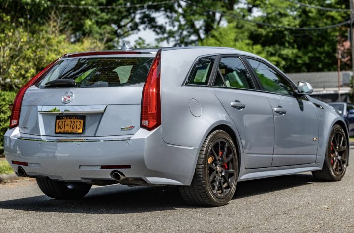 Rear-three-quarter view of 2013 Cadillac CTS-V Wagon.