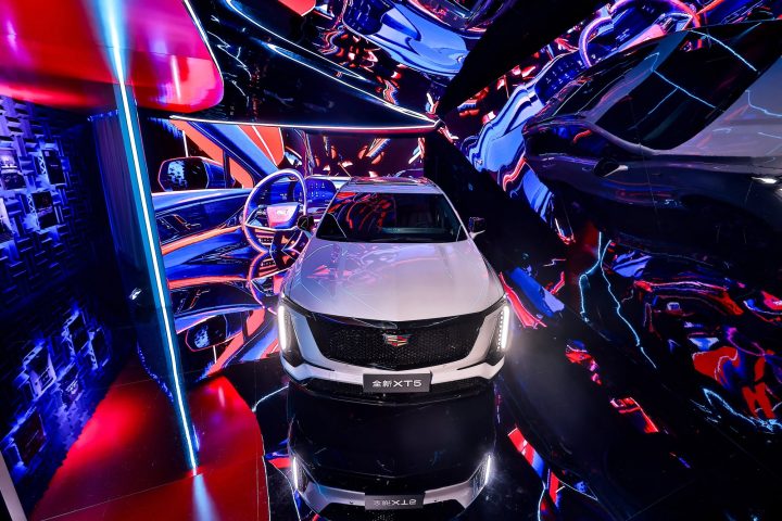 Front-end view of the all-new 2025 Cadillac XT5 during its launch event in China.