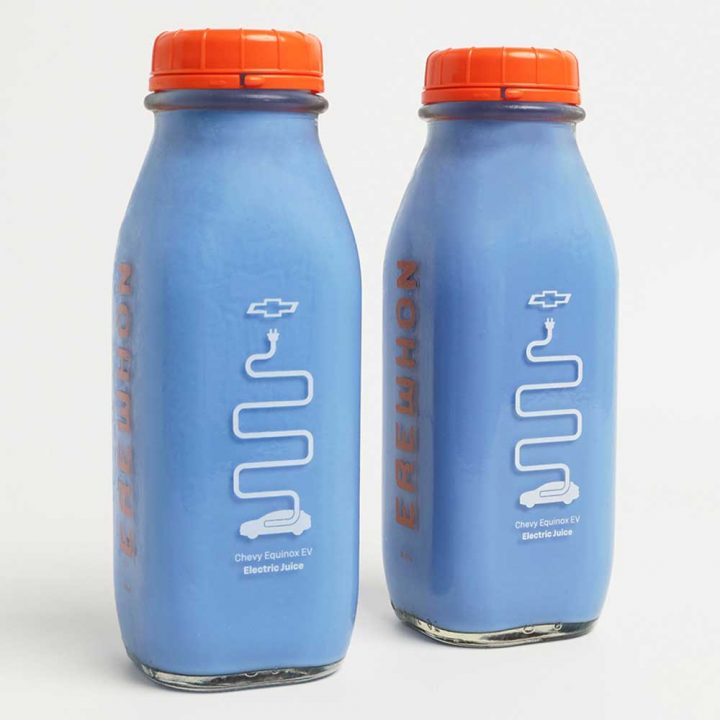 A new blue wellness beverage inspired by the Chevy Equinox EV.