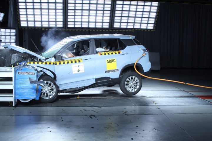 Chevy Groove being crash tested in the Latin NCAP safety test.