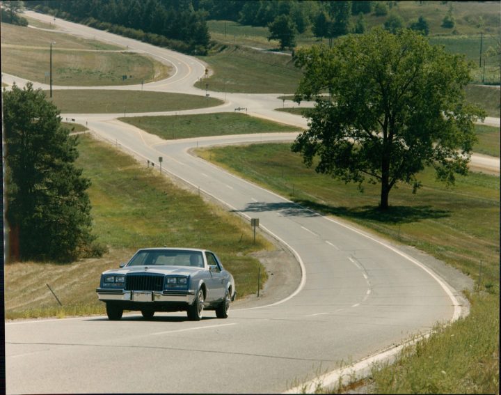 A vehicle is tested at the GM Milford Proving Ground.