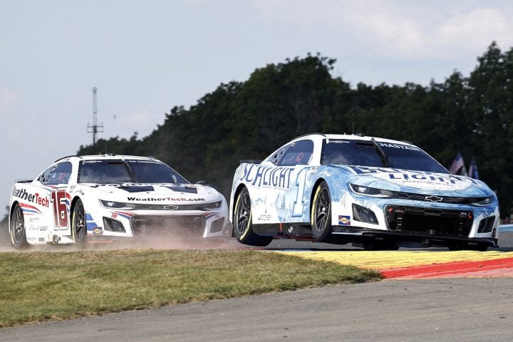 NASCAR Chevy drivers on track at Watkins Glen.