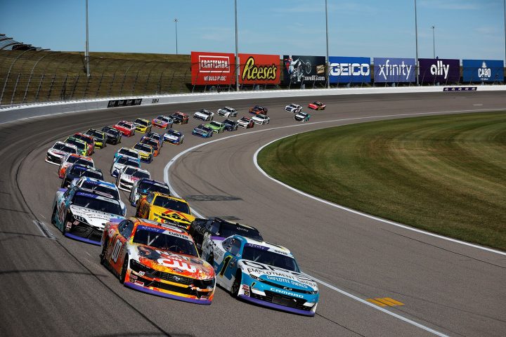 Sam Mayer in his No. 1 NASCAR Chevy Camaro ZL1 in the front row.