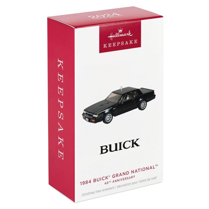 Gift box view of the 1984 Buick Grand National Hallmark ornament.