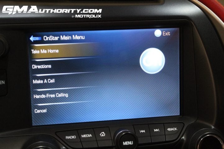 Chevy Corvette GM OnStar menu screen.
