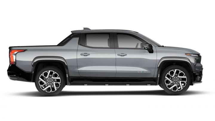 Side view of the 2025 Chevy Silverado EV.