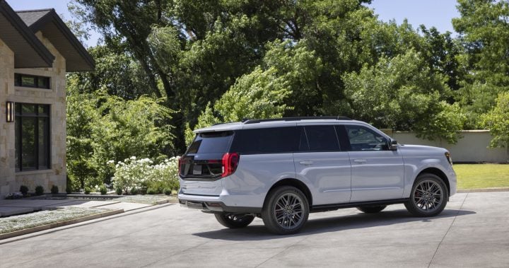 2025 Ford Expedition Stealth rear three quarter angle.