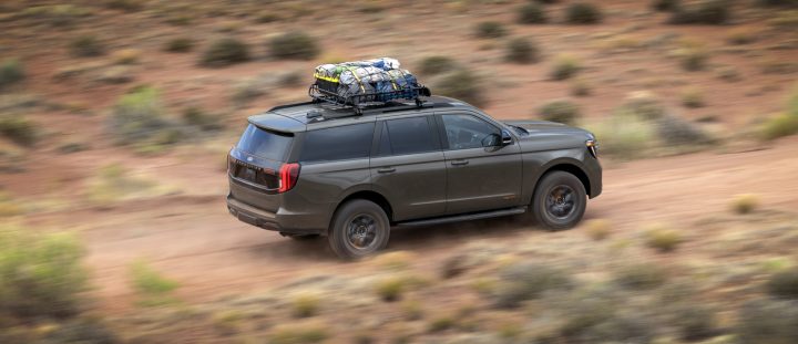 Rear three quarters view of the Ford Expedition. 