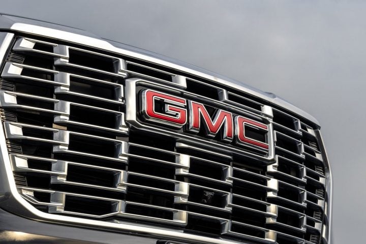 Badging on the GMC Yukon SUV.