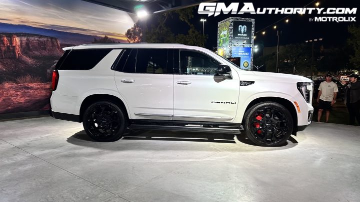 Side profile of 2025 GMC Yukon Denali Ultimate. GMC Yukon deals in February 2025 include long-term financing.