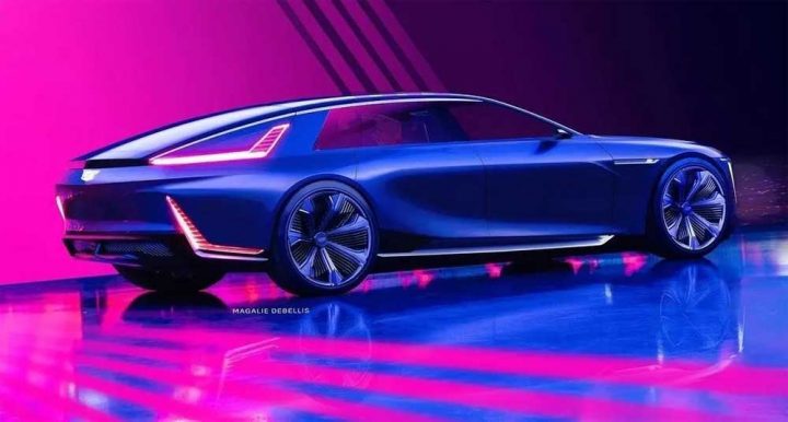 Cadillac Celestiq concept sketch rear three-quarter angle.