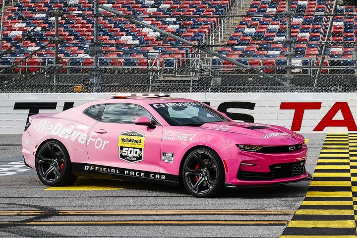 Pink Chevy Camaro SS pace car.